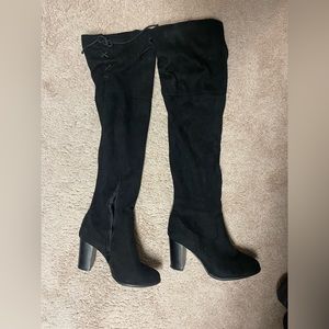Qupid Over the Knee Faux Suede Chunky Heel Boots